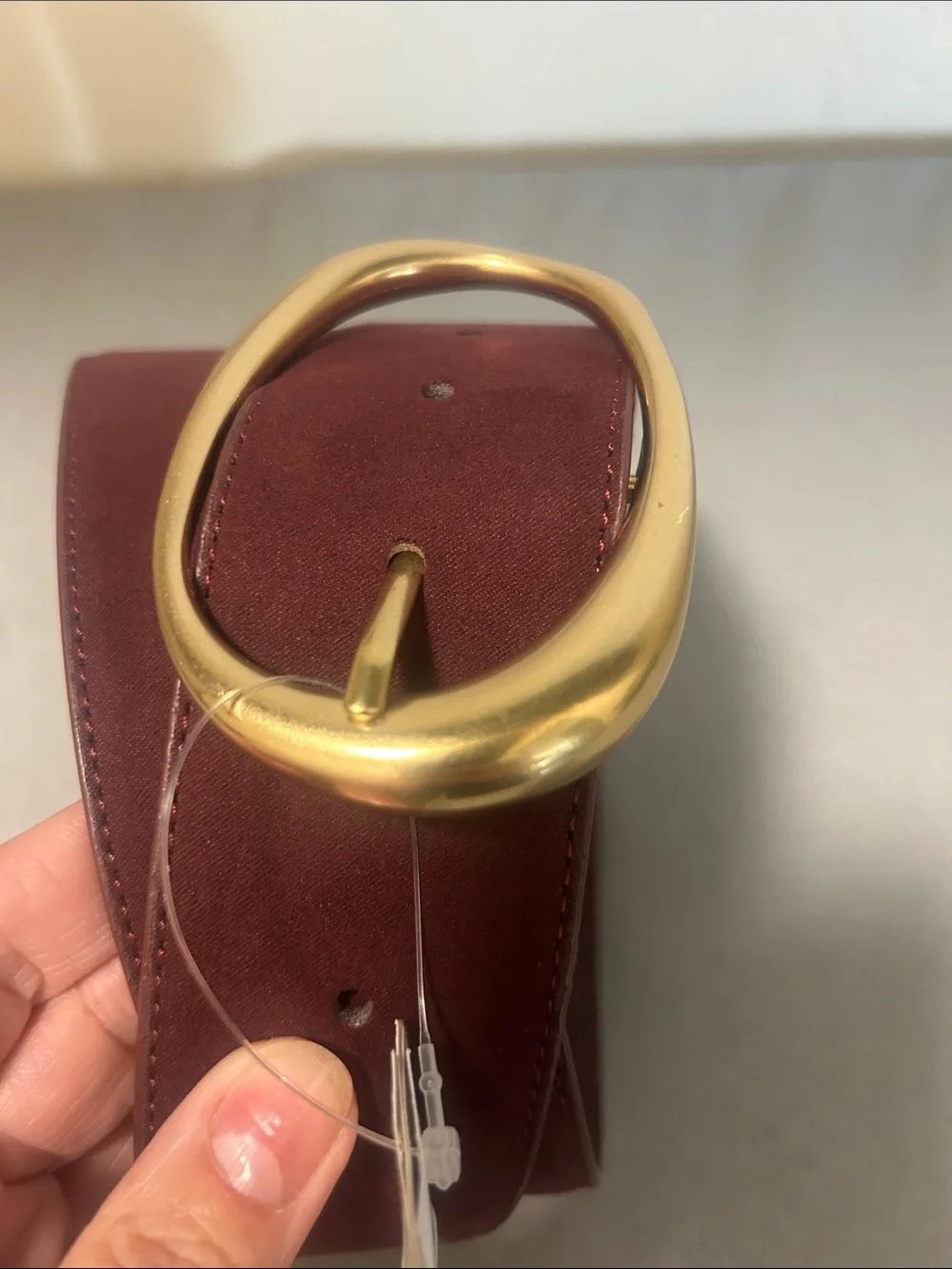 Banana Republic Deep Burgundy Belt with Gold Buckle
